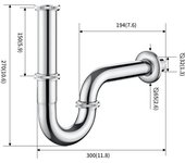 Auralum max sifón de lavabo tubo universal diámetro de 32mm sifón en cromado anti olor lavabo sifón fontanería para cocina baño