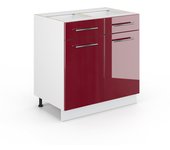 Vicco mueble bajo de cocina fame-line, rojo burdeos alto brillo, 80 cm sin encimera