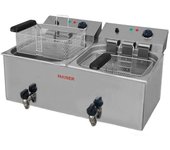 Freidora eléctrica de 10+10 litros con grifo maiser f12/10gx2
