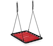 Relaxdays columpio nido, niños y adultos, capacidad hasta 100 kg, altura regulable, 103 x 77 cm, balancín jardín, rojo
