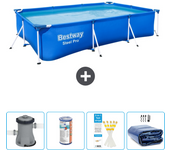 Paquete de piscina - bestway - rectángulo - 300x201x66 cm + accesorios cb50