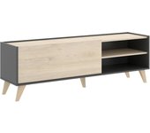 Allesia mueble tv, aparador bajo de salón, aparador de salón para televisión, 155x43h47 cm, roble y antracita