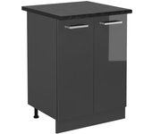 Vicco mueble bajo de cocina r-line, antracita alto brillo, 60 cm , et antracita