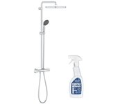 Grohe columna de ducha con sistema de arranque vitalio mezclador termostático 250 cube con limpiador grohclean