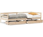 Cama para adulto | cama individual | sofá cama con cajones madera maciza de pino 90x200 cm cfw87176
