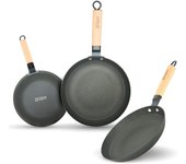 Lätt home juego de sartenes hierro fundido antiadherente placa inducción gas vitrocerámica eléctrica horno lavavajillas - mango removible - 20-24-28cm