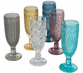 Juego de 6 copas flauta de cristal de colores geometrías