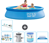 Paquete de piscina - intex - alrededor - 244x244x61 cm + accesorios a428
