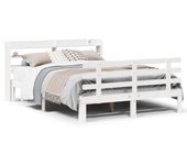 Estructura de cama con cabecero madera pino blanco 135x190 cm