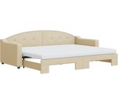 Sofá cama nido con colchón tela crema 80x200 cm