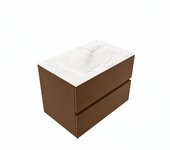 Mondiaz vica dlux 70cm mueble de baño color rust con 2 cajones. con lavabo cloud centro sin orificios color ostra