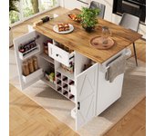 Isla de cocina moderna, mueble aparador con veta de madera, 137,5×39,5×95,6 cm, mdf, blanco