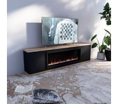 Mueble negro lacado y roble con chimenea eléctrica sined vulture, llamas led realistas, 1500w, mando a distancia incluido. ideal para hogar y oficina.