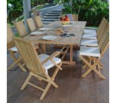 Conjunto de muebles de jardín de teca maciza borneo, 10 plazas