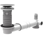 Tubo de fregadero tbxp extraplano, regulable, desagüe cortable h.100, trampilla de acero inoxidable
