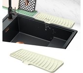 Tapete de silicona para desagüe de grifo, tapete para fregadero, tapete para desagüe de cocina y baño (blanco roto, 42 cm)