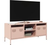 Maison exclusive - mueble para tv acero laminado en frío rosa 101,5x39x43,5 cm