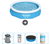 Paquete de piscina - bestway - alrededor - 305x305x66 cm + accesorios cb51