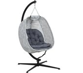 Silla colgante en forma de huevo para exterior, hamaca plegable con estructura, cojín confortable, soporta hasta 120 kg