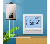 1 x termostato de caldera a batería, regulador de temperatura ambiente programable, seguridad para niños, ajuste de temperatura: 5-90 °c