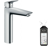 Hansgrohe 190 eco c3 mezclador de lavabo extraíble y vaciador cromado + limpiador briochin