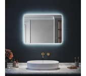 Sirhona espejo de baño luminoso iluminación led integrada, función antivaho espejo led retroiluminado horizontal 80x60cm
