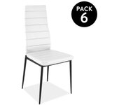 Pack 6 sillas de comedor símil piel emi blanco - negro 44 x 96 x 42 cm