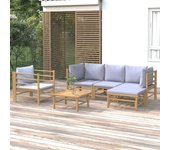 Maison exclusive - set de muebles de jardín 6 piezas bambú con cojines gris claro
