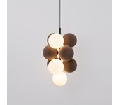 Lámpara acústica colgante vertical drac - 4 esferas luminosas y 6 esferas absorbentes - marrón