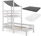 Vitalispa cama en forma de casa tom, blanco, 90x200 cm con 2 colchones