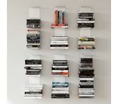 Kion home - juego de 6 - estante vertical metálico de pared para libros alysa | acero blanco mate | 15x60x15cm | apto pladur
