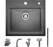 Cecipa max fregadero de cocina 1 seno 50 × 45 × 18,5 cm fregadero de cocina de acero inoxidable pvd lavabo de encimera nano, modelo ue