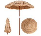 Costway sombrilla de paja ø 175 cm, sombrilla playa hawaiana con 8 costillas, parasol inclinable 45°, alrura ajustable, exterior patio terraza playa p