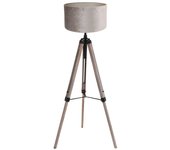 Mexlite - lámpara de pie - triek - negro - madera velours tejido - ø 75cm - e27 - 4106zw