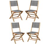 Silla de jardín acacia 50 x 57 x 90 cm gris (4 piezas)