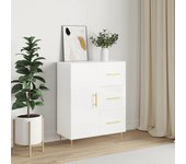 Aparador | aparador de comedor | armario de cocina de madera contrachapada blanco brillante 69,5x34x90 cm cfw17658