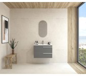 Mapau pack mueble de baño con lavabo y espejo cápsula curie dos cajones gris macadam 80cm
