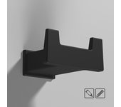 Percha de baño doble cuadrada adhesiva cubel negro mate - tornilleria y pegamento incluidos
