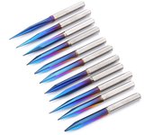 11 piezas de 4 mm/0,2 pulgadas, brocas de grabado en v rectas de 2 flautas, acabado de espejo de acero de tungsteno, multifunción