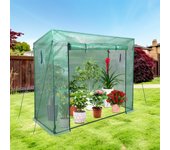 Invernadero de jardín - 200x80x150/169cm verde - lona reforzada 135g/m² - ventana con mosquitera, puerta enrollable con cremallera
