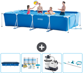 Paquete de piscina - intex - rectángulo - 450x220x84 cm + accesorios cb65