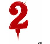 Vela cumpleaños rojo número 2 (12 unidades) - marca: bigbuy party - ean: 4899888602347