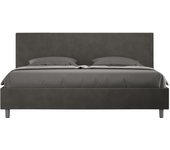 Cama con somier acolchada 180x200 microfibra gris adele