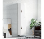 Aparador alto | aparador de comedor | armario de cocina madera contrachapada blanco brillo 34,5x34x180 cm cfw77712