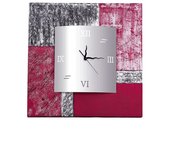 Reloj artesanal maderas fucsia cuadrado fucsia acrilico 70 x 70 x 3,5 cm