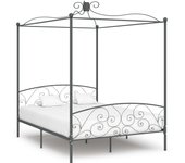 Estructura de cama con dosel de metal gris, 160 x 200 cm
