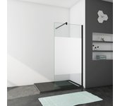 Ducha casa 70x200cm mampara de ducha frontal 1 hoja sin marco exterior, 8mm cristal templado antical,perfil y barra 1 90cm negro