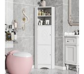 Columna de esquina para baño - 2 puertas y 2 estantes ajustables - tablero de partículas - blanco