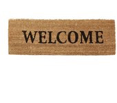 Relaxdays felpudo entrada casa welcome, alfombrilla antideslizante 1,5x75x25 cm, fibra de coco y pvc, natural