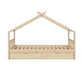 Vitalispa cama en forma de casa design, marrón, 90x200 cm con 2 cajones